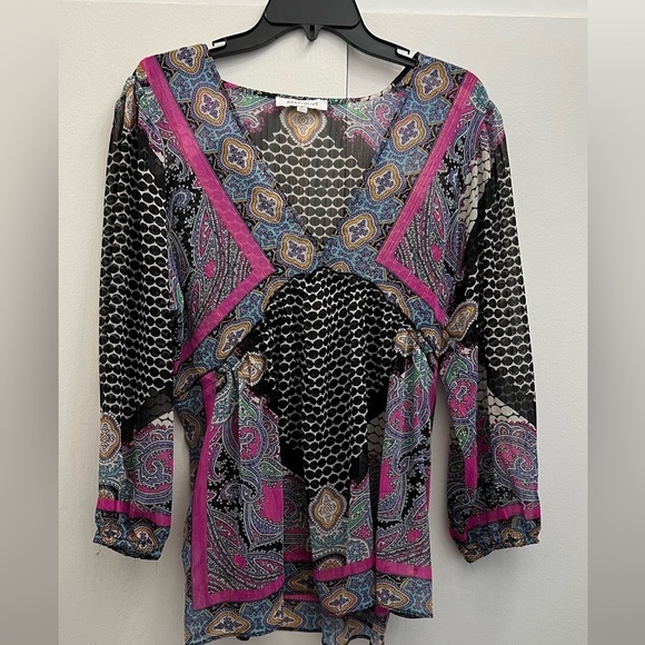 Colorful paisley sheer top - Picture 4 of 16